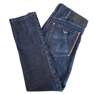 Armani Jeans J23 Low Rise Waist Slim Ankle Dark Blue Wash  | Men's 30W 29L